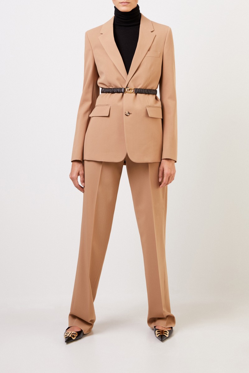 Bottega Veneta Longblazer aus Schafwolle in Beige