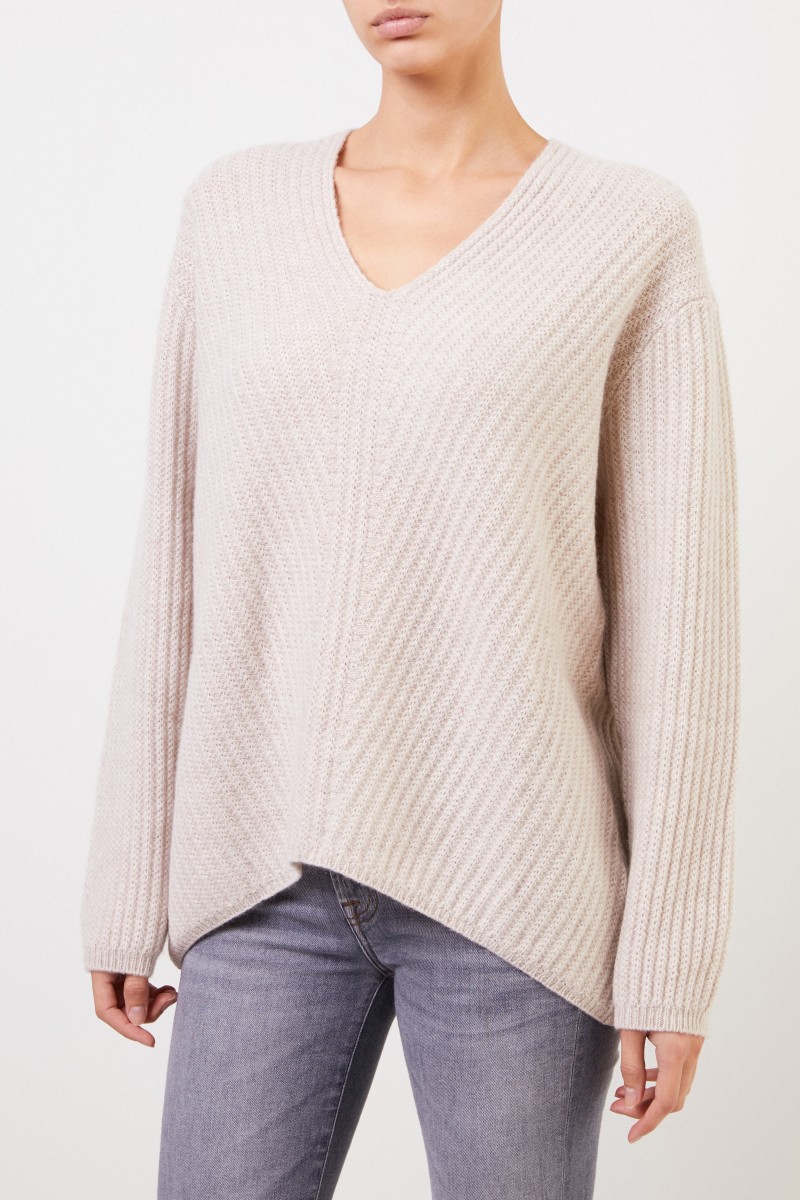 Allude Cashmere-Pullover mit V-Neck Beige