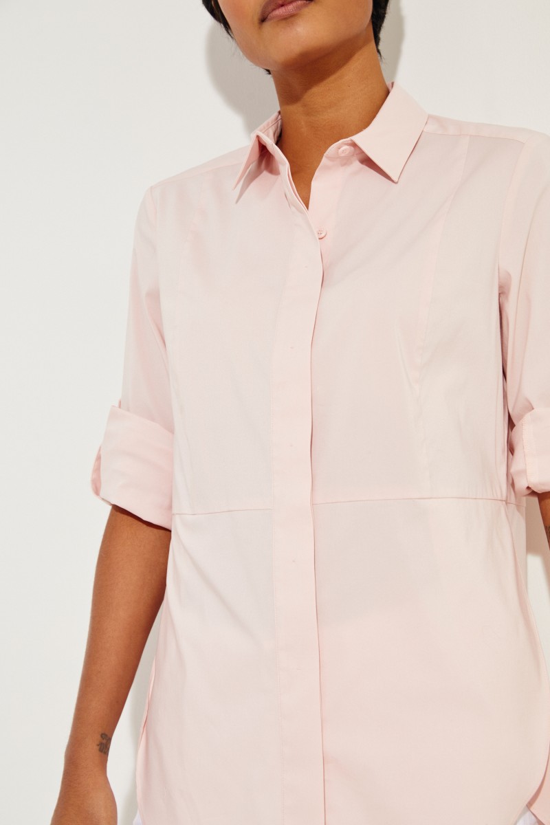 Bluse mit Ziernähten Rosé