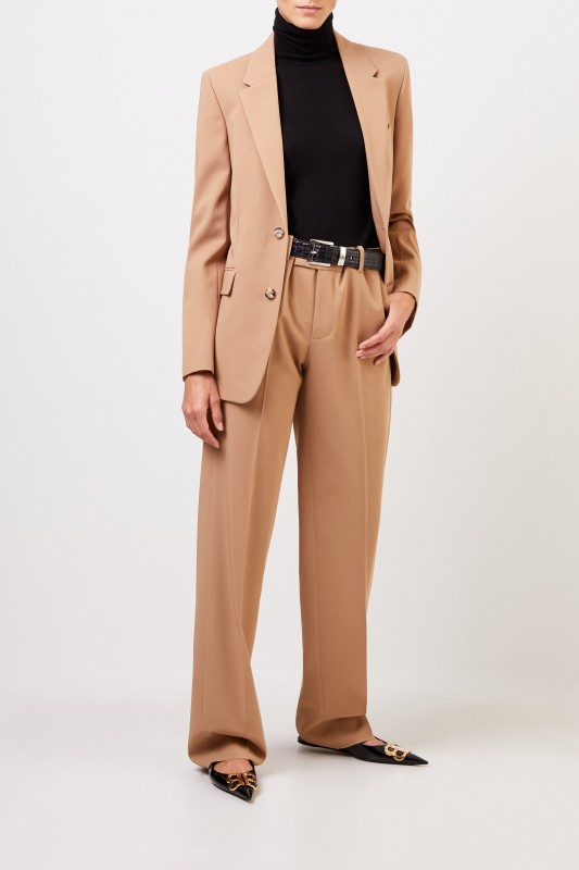 Bottega Veneta Longblazer aus Schafwolle in Beige