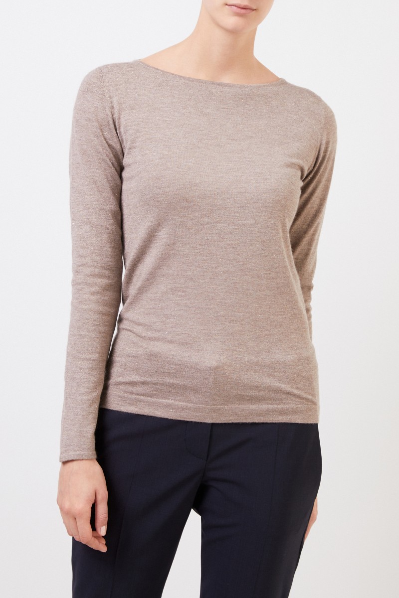 Brunello Cucinelli Cashmere-Pullover mit Lurexdetails Beige