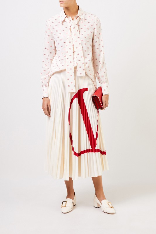 Valentino Seiden-Bluse mit Bindedetail Multi