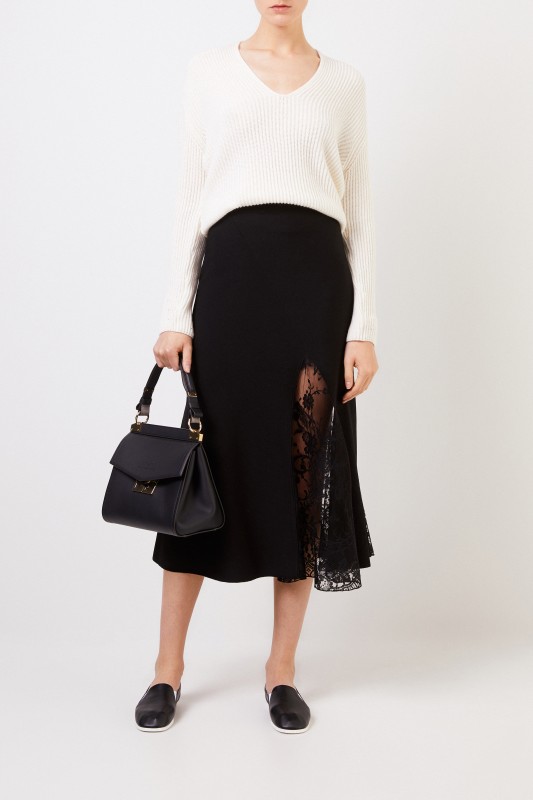 Givenchy Midirock mit Lace-Einsatz Schwarz