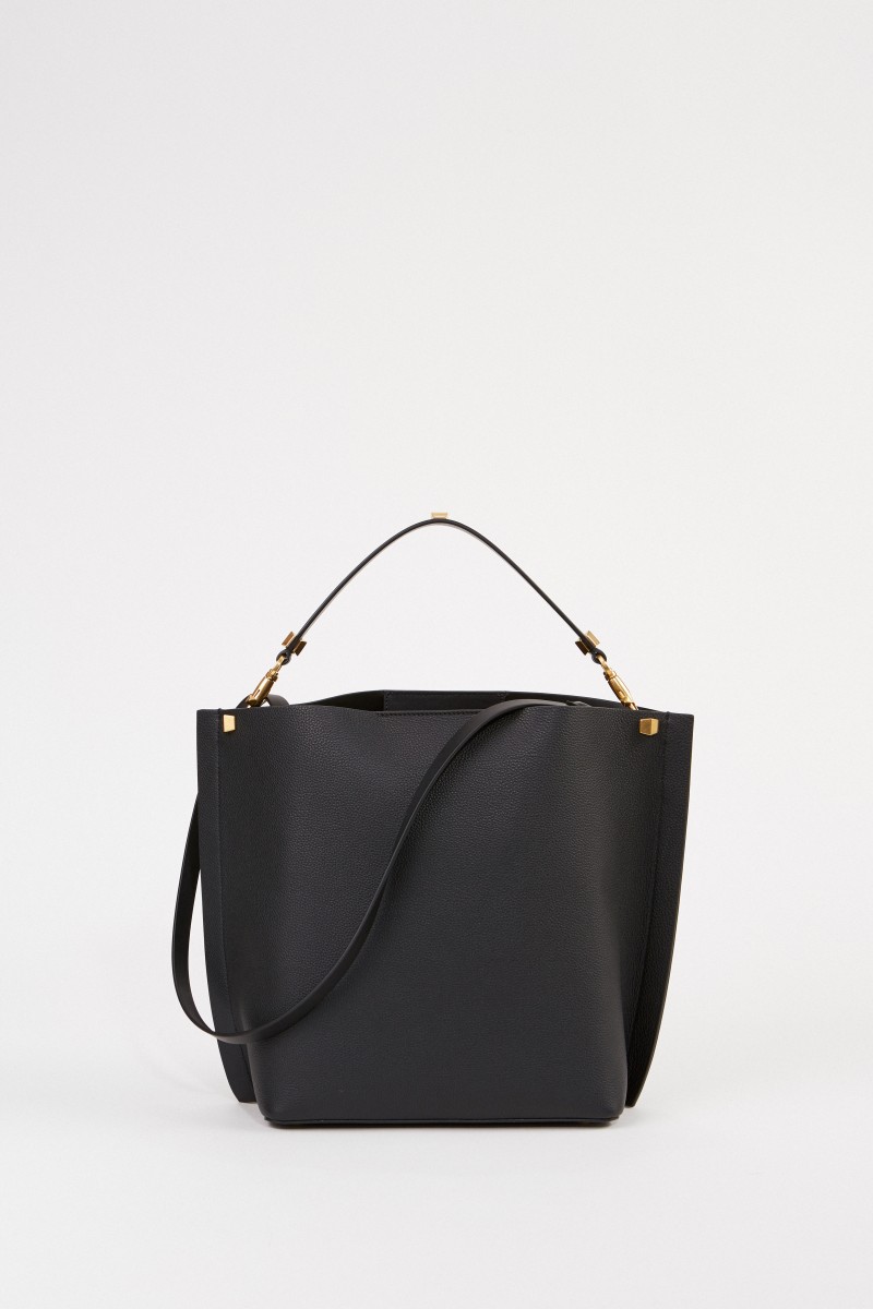 Leder-Shopper mit Pouchette Schwarz
