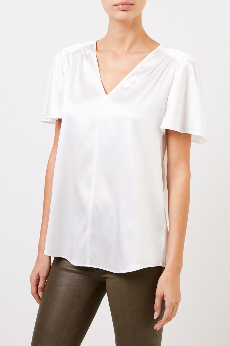 Steffen Schraut Seidenoberteil mit V-Neck Crème