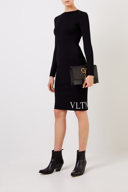 Valentino Strickkleid mit Logo-Detail Schwarz