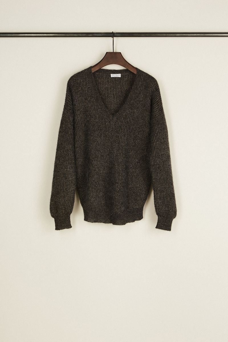 Mohair-Pullover mit Glitzerfäden Anthrazit