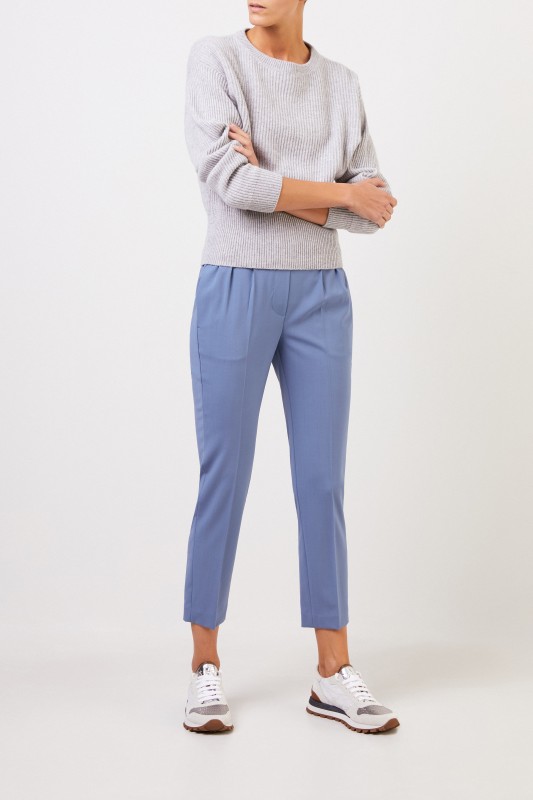 Brunello Cucinelli Klassische Woll-Hose Taubenblau