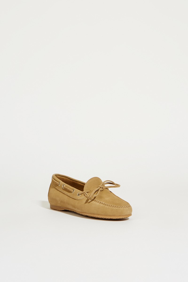 Veloursleder-Schuh Beige