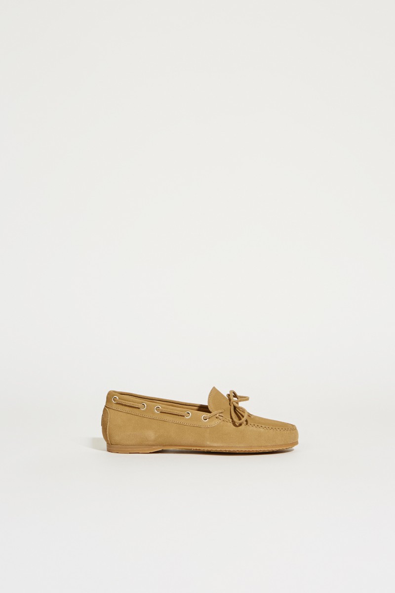 Veloursleder-Schuh Beige