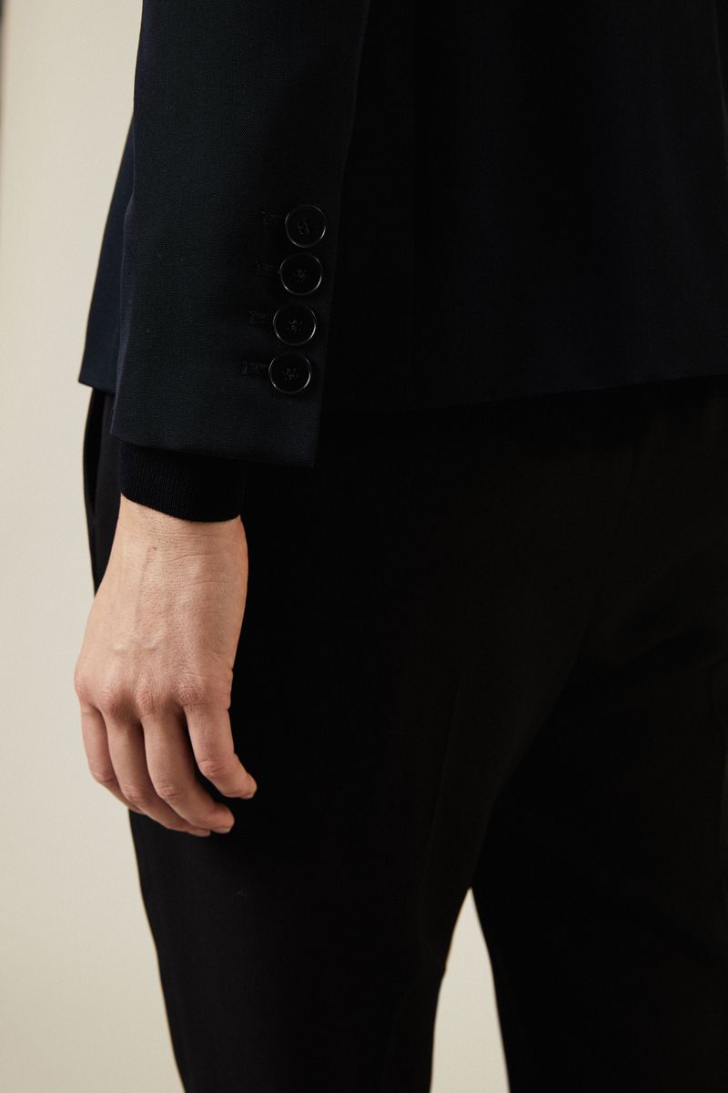 Klassischer Wollblazer Marineblau