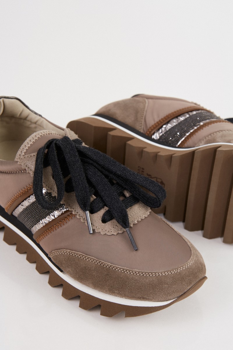 Brunello Cucinelli Veloursleder-Sneaker Taupe
