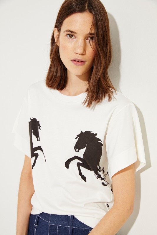 T-Shirt mit Pferde-Print Iconic Milk