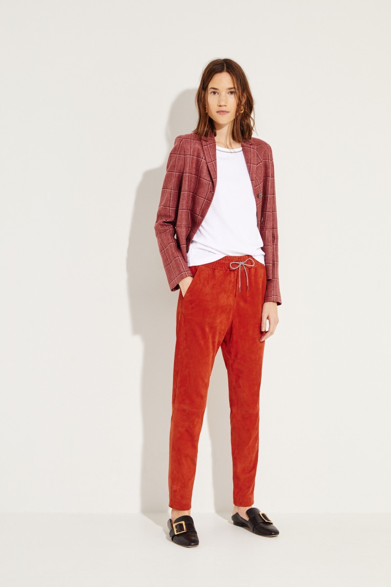 Veloursleder-Hose Rostrot