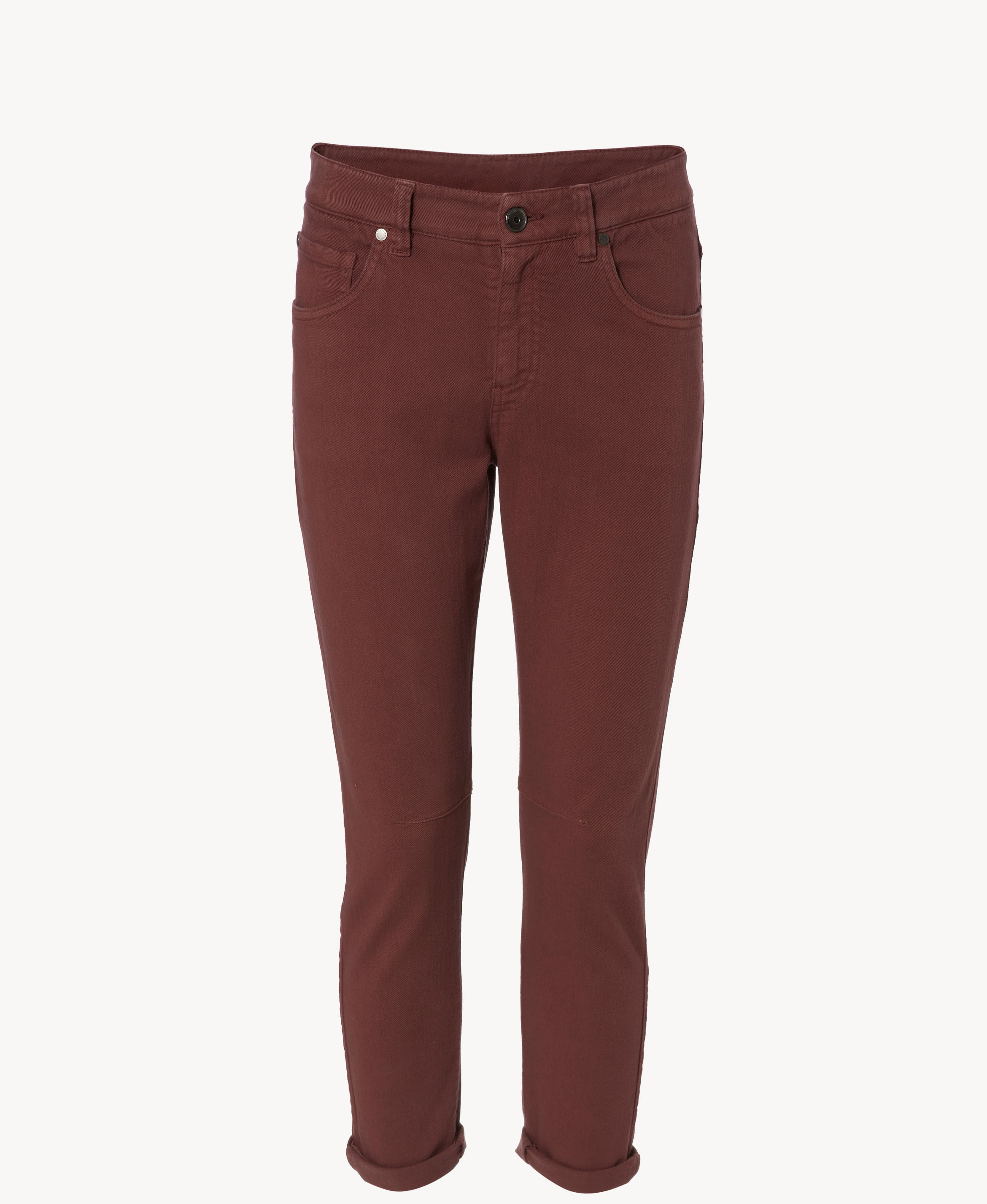 Brunello Cucinelli Straight Leg Jeans Mit Umschlag Bordeaux Slot1