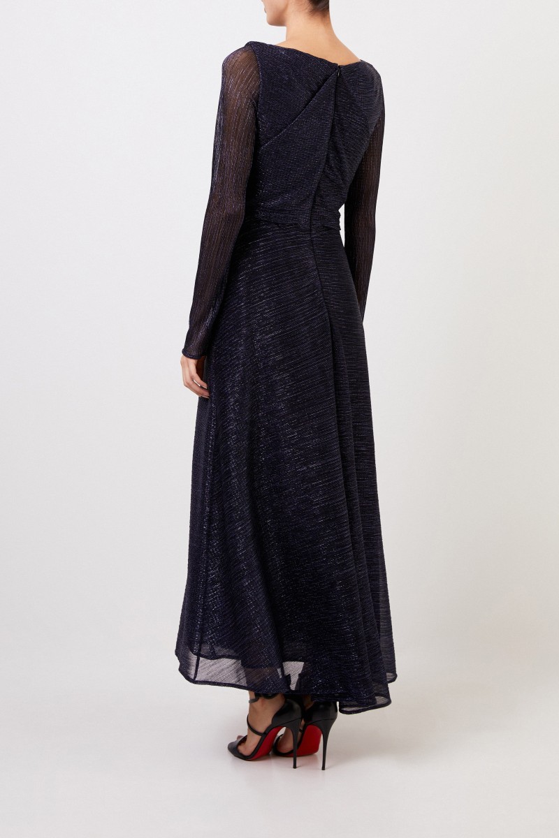 Talbot Runhof Langes Abendkleid mit Lurexdetails Dunkelblau