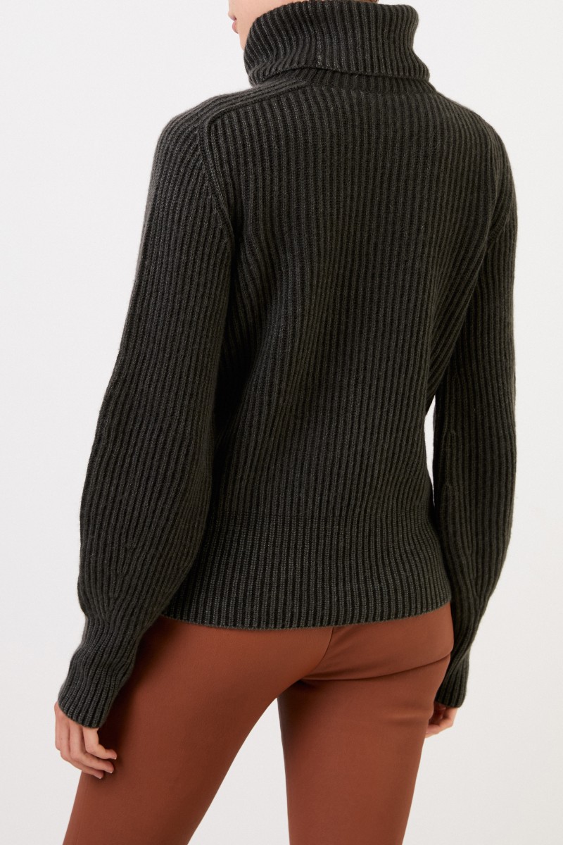 Iris von Arnim Cashmere-Pullover 'Seille' mit Rollkragen Dunkelgrün