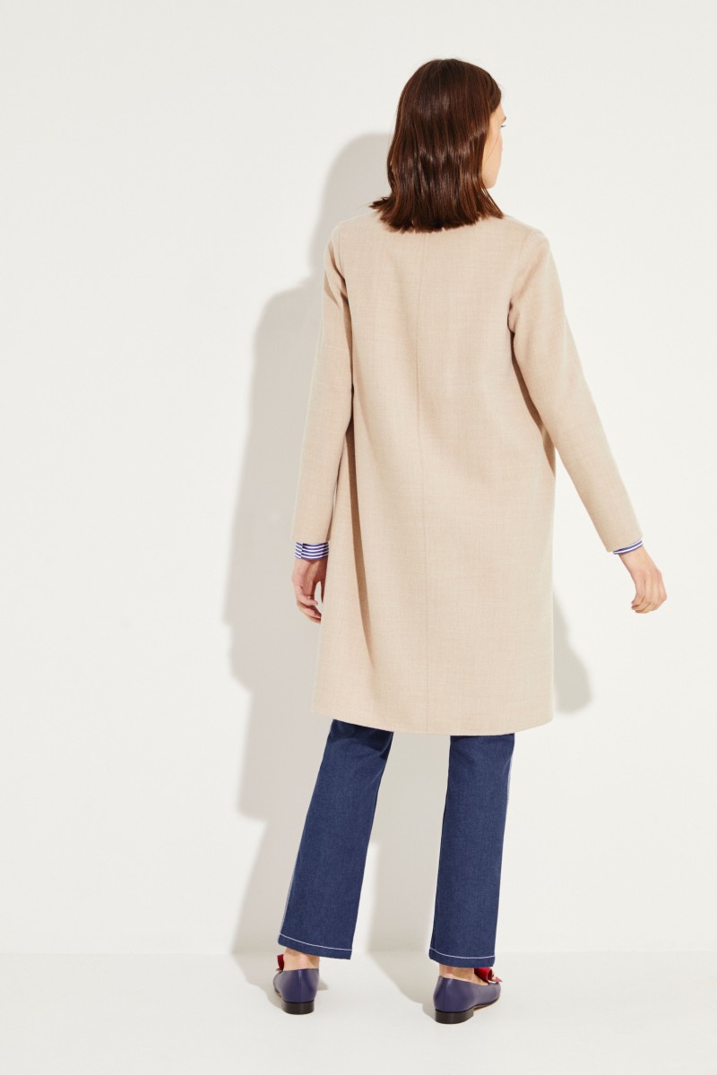 Woll-Mantel Beige