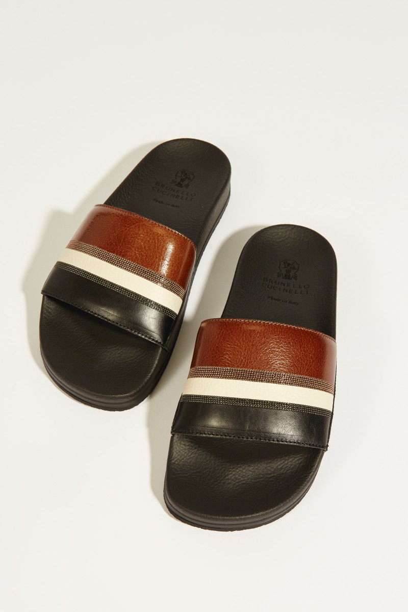Sandale mit Lederdetails Braun/Multi