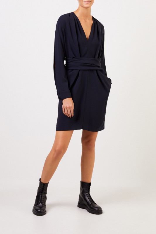 Stella McCartney Kleid 'Cady' mit Bindedetail Marineblau