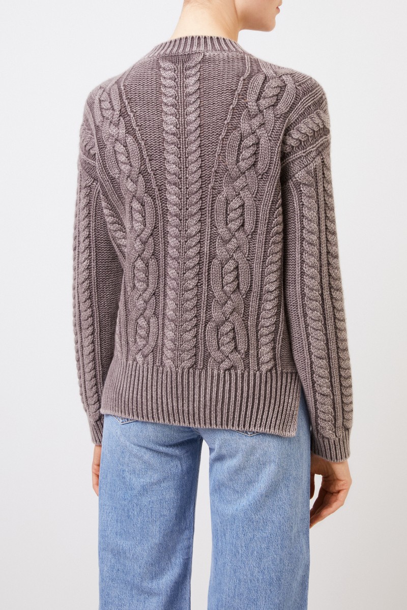 Cashmere-Pullover 'Fadila' mit Strickmuster Braun