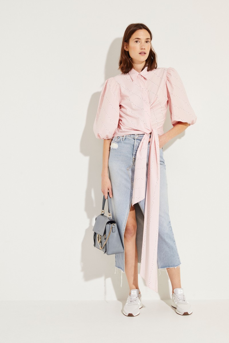 Poplin-Bluse mit Print Rosé