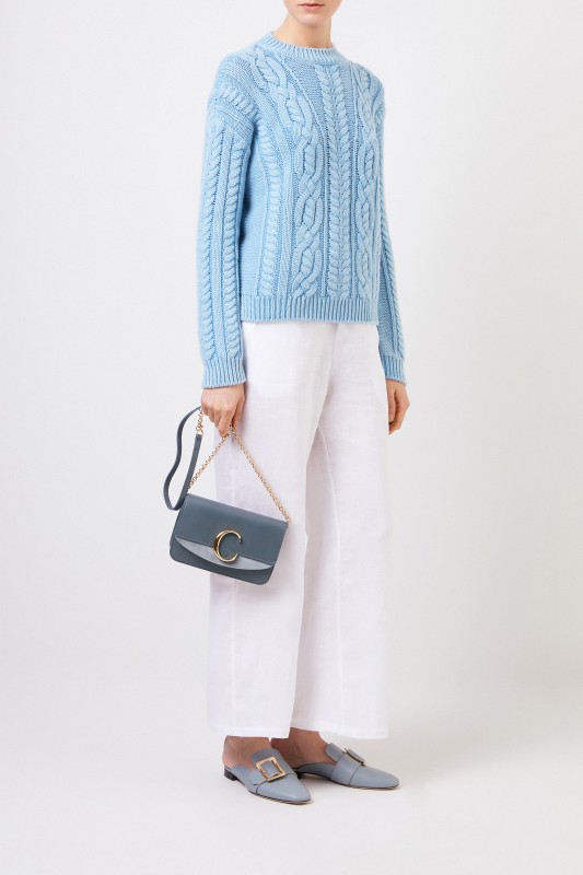 Cashmere-Pullover 'Fadilla' mit Strickmuster Blau