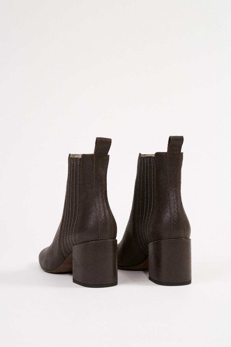 Brunello Cucinelli Leder-Stiefelette mit Perlenverzierung Braun