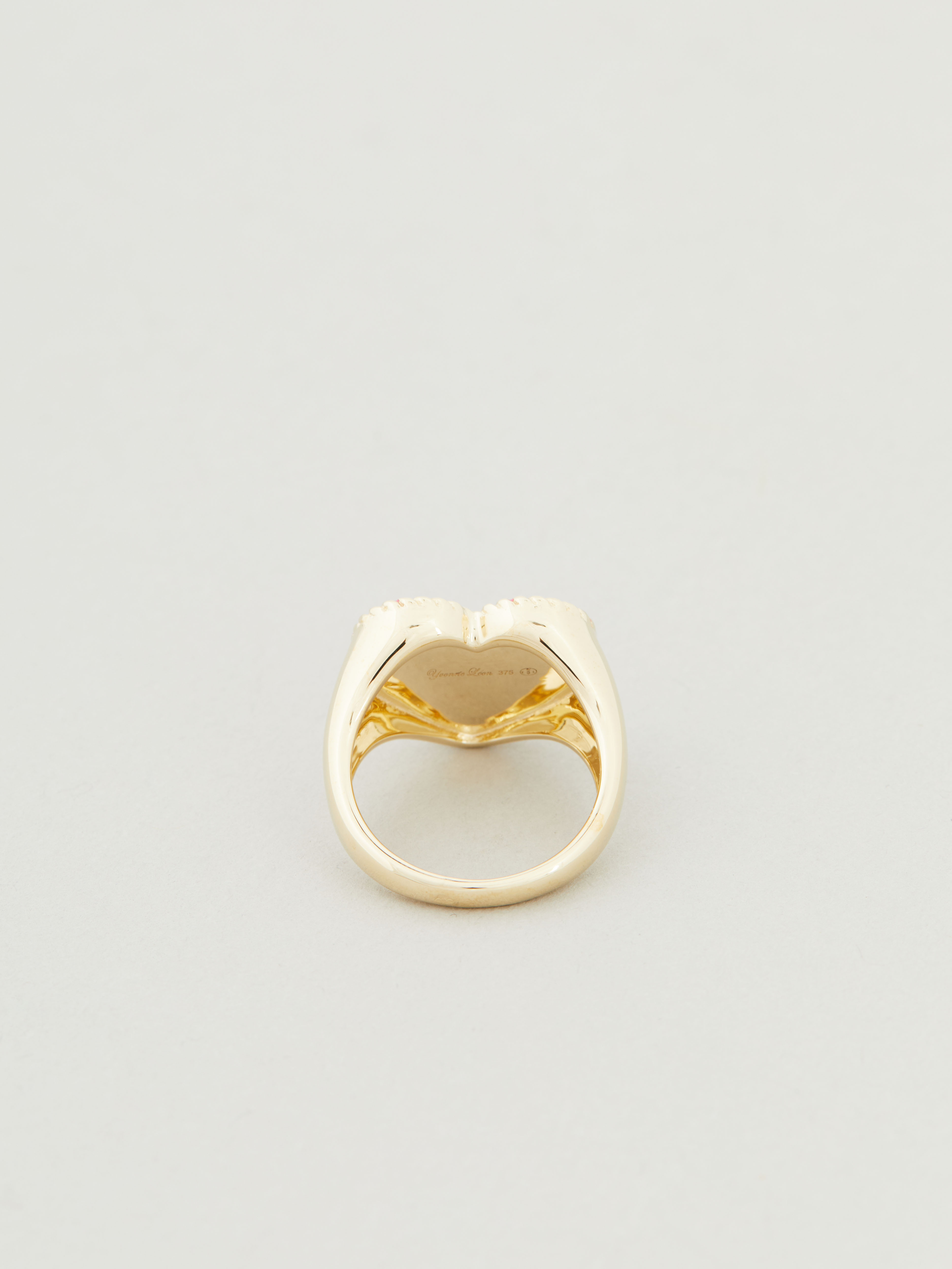 Yvonne Leon Ring 'Chevaliere Coeur' Gold/Pink | Rings