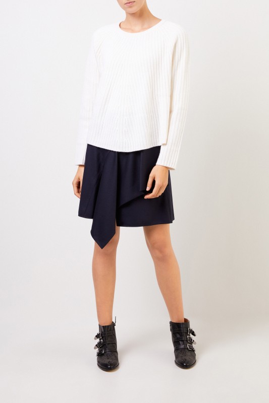 Chloé Asymmetrischer Woll-Rock Abyss Blue