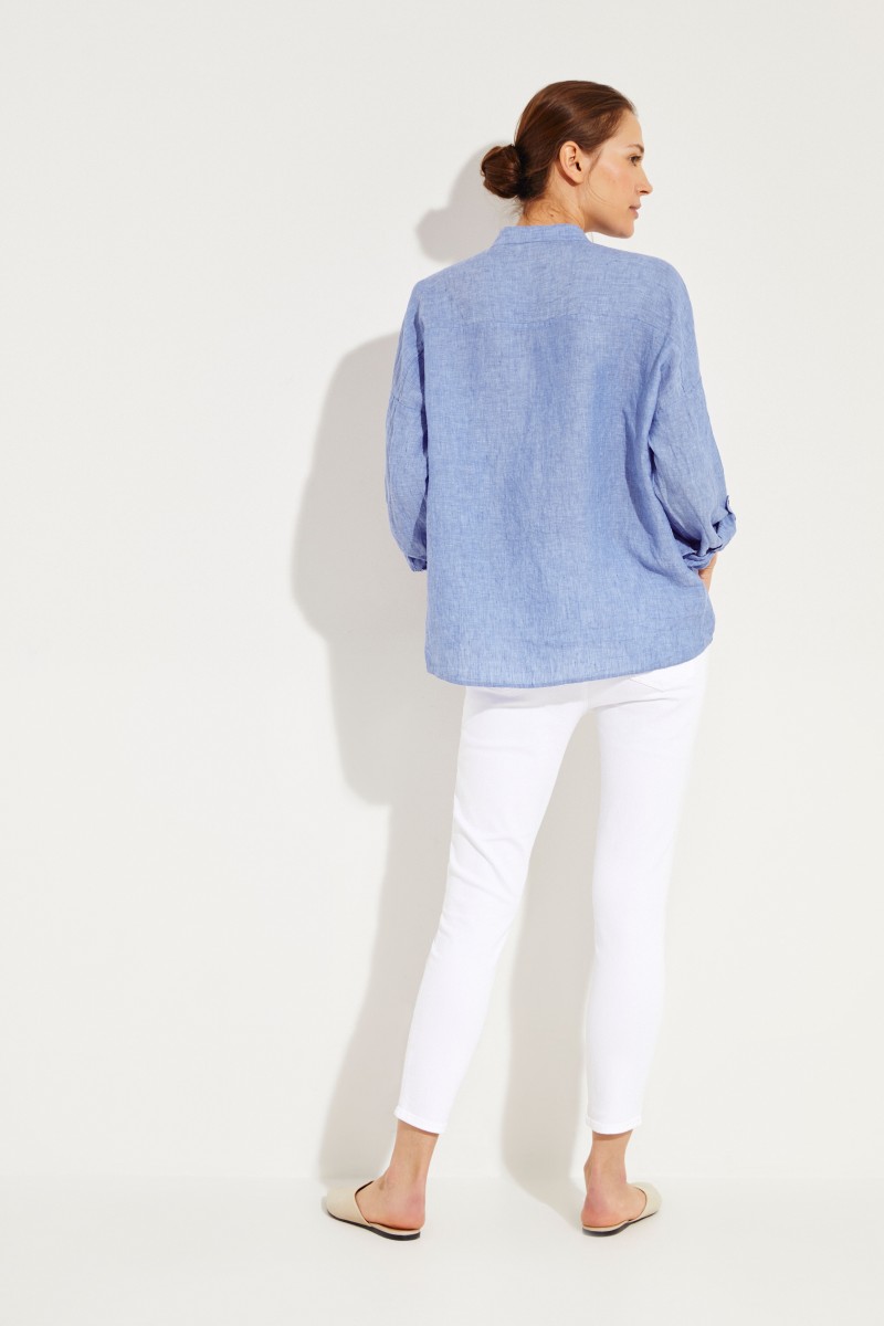 Oversize Leinenbluse 'Sandyl' Blau
