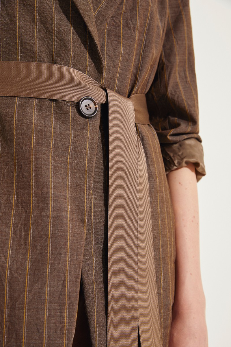 Gestreifter Woll-Blazer Braun