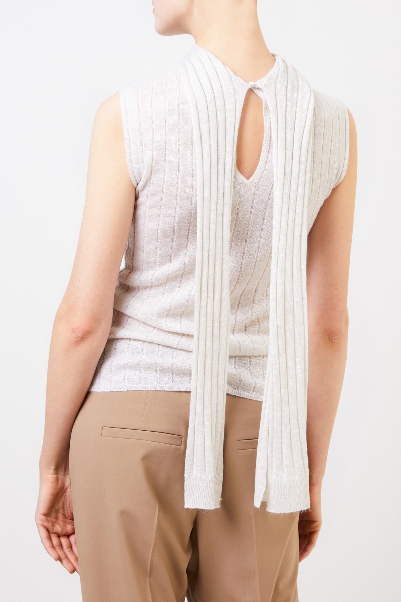 Brunello Cucinelli Mohair-Pullover mit Bindedetail Crème