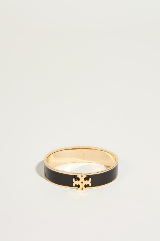 Emaille-Armreif mit Logo Schwarz/Gold