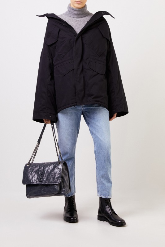 Balenciaga Swing-Jacke aus Baumwolltwill Schwarz