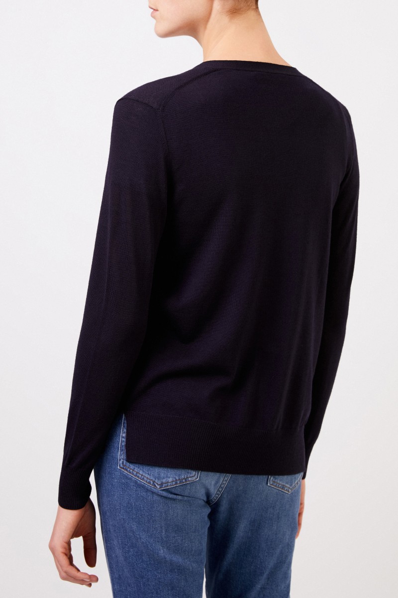 Tory Burch Woll-Cardigan 'Madeline' mit Logo-Knöpfen Marineblau