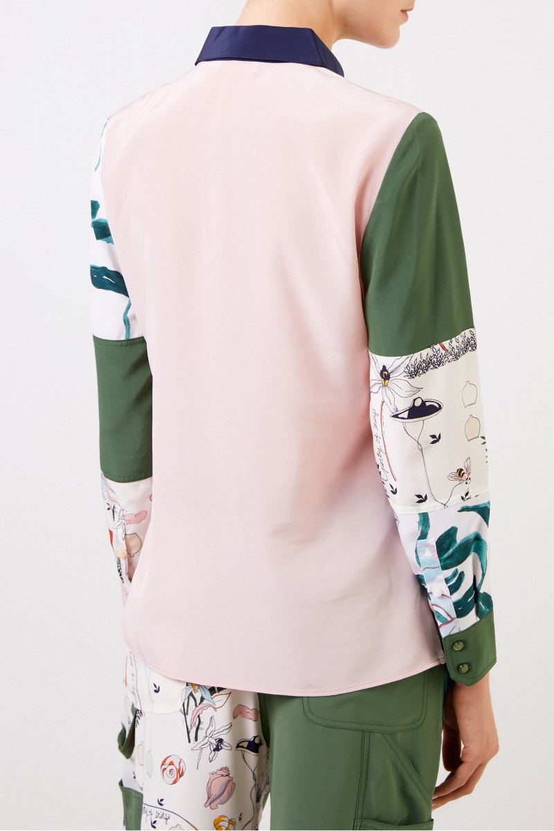 Tory Burch Seidenbluse mit Patchwork-Print Multi