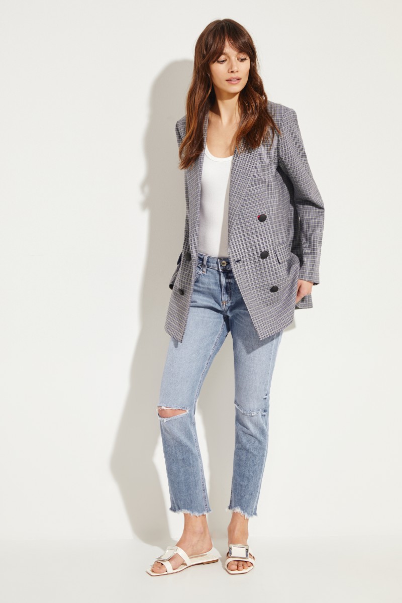 Jeans 'Ankle Dre' im Used-Look Blau