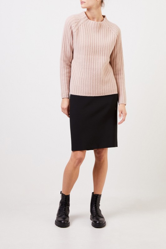 Cappellini Bleistiftrock mit Schlitz Schwarz