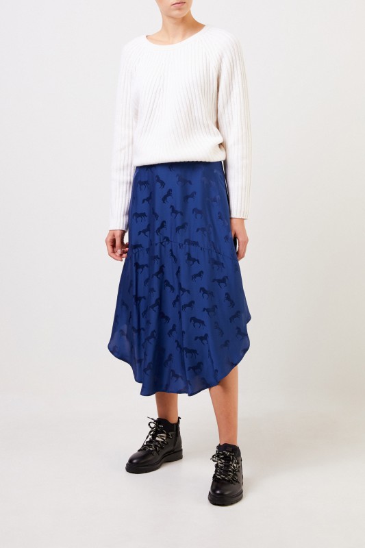 Stella McCartney Seidenrock mit Pferdeprint Blue Note