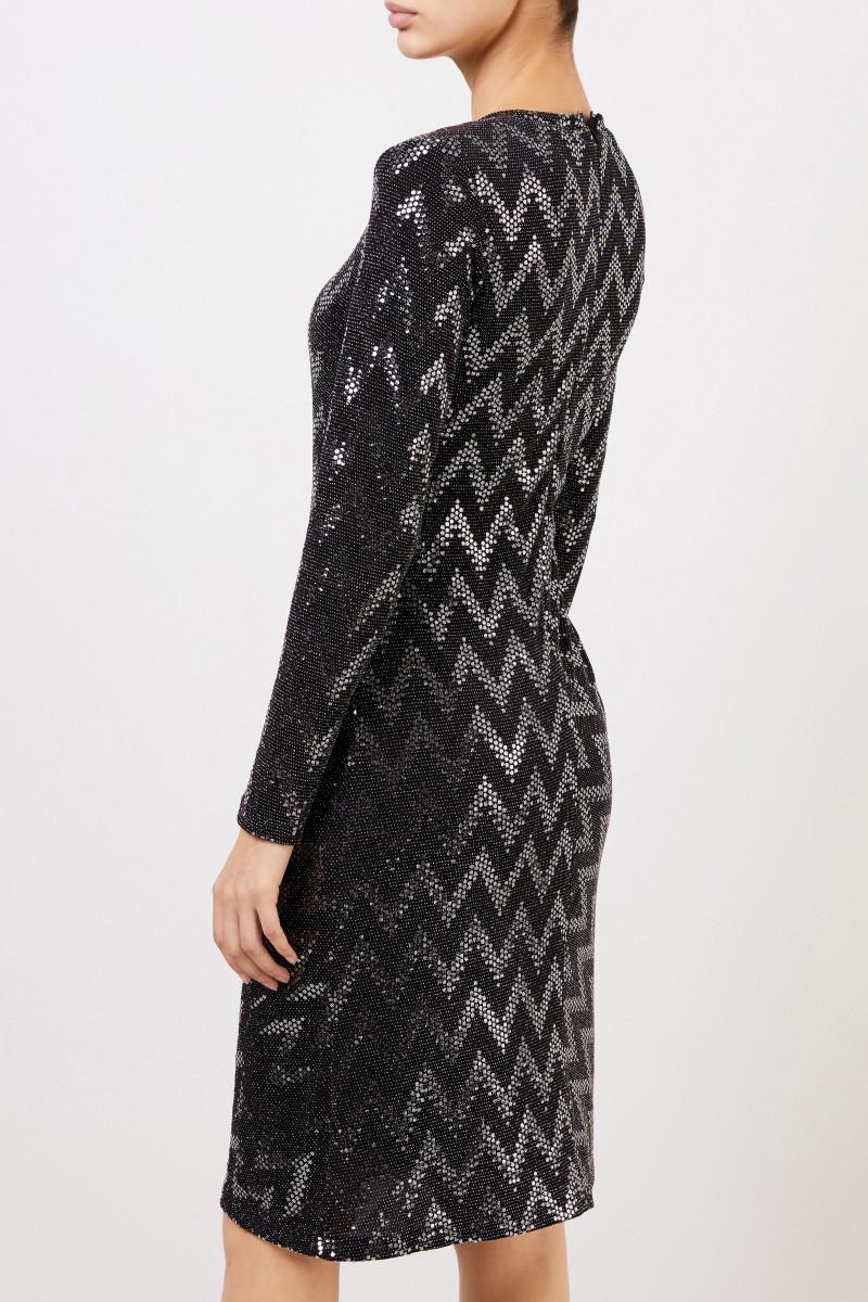 Kleid mit Paillettendetails Schwarz/Silber