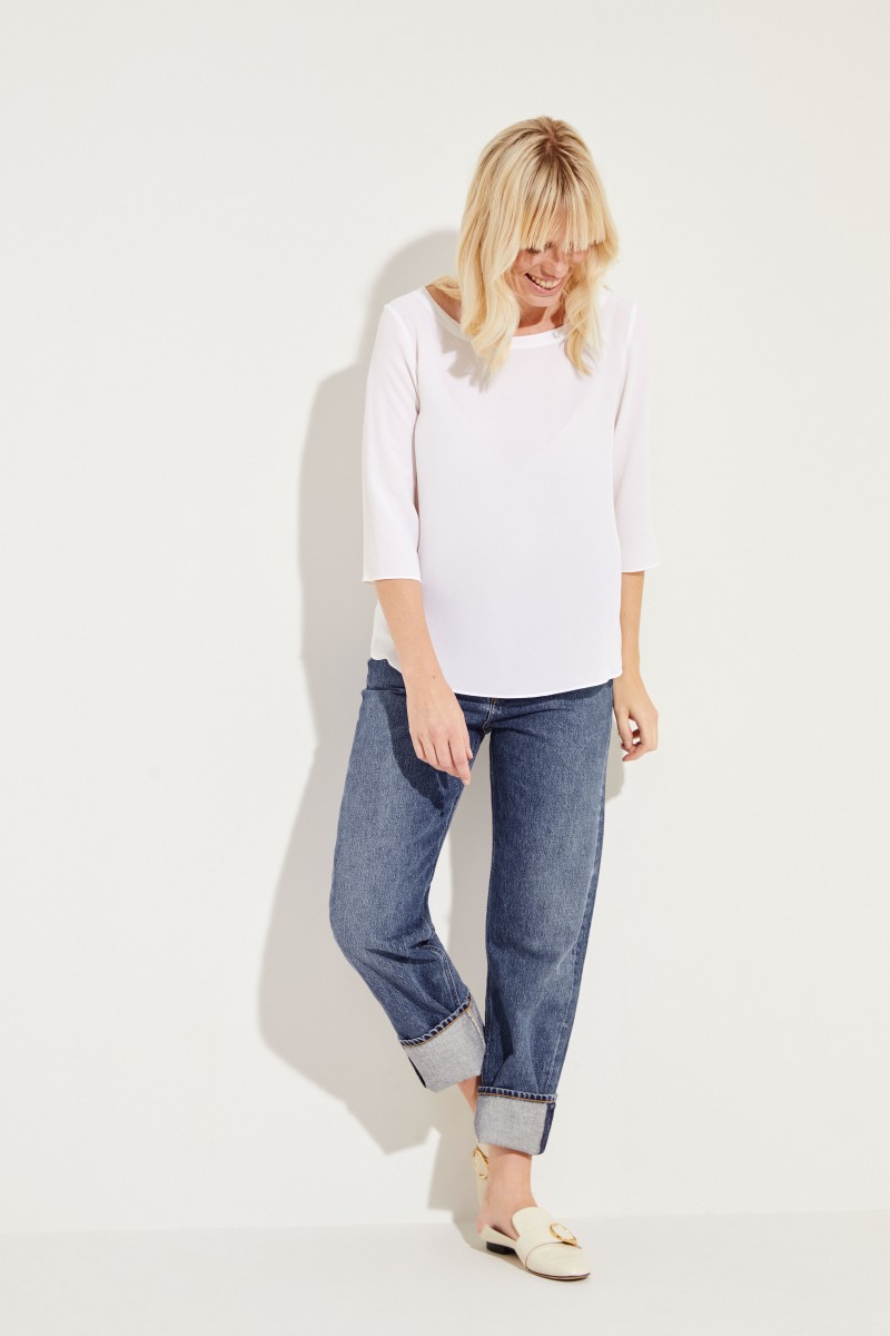 Seiden-Bluse 'Amber' mit 3/4-Arm Weiß