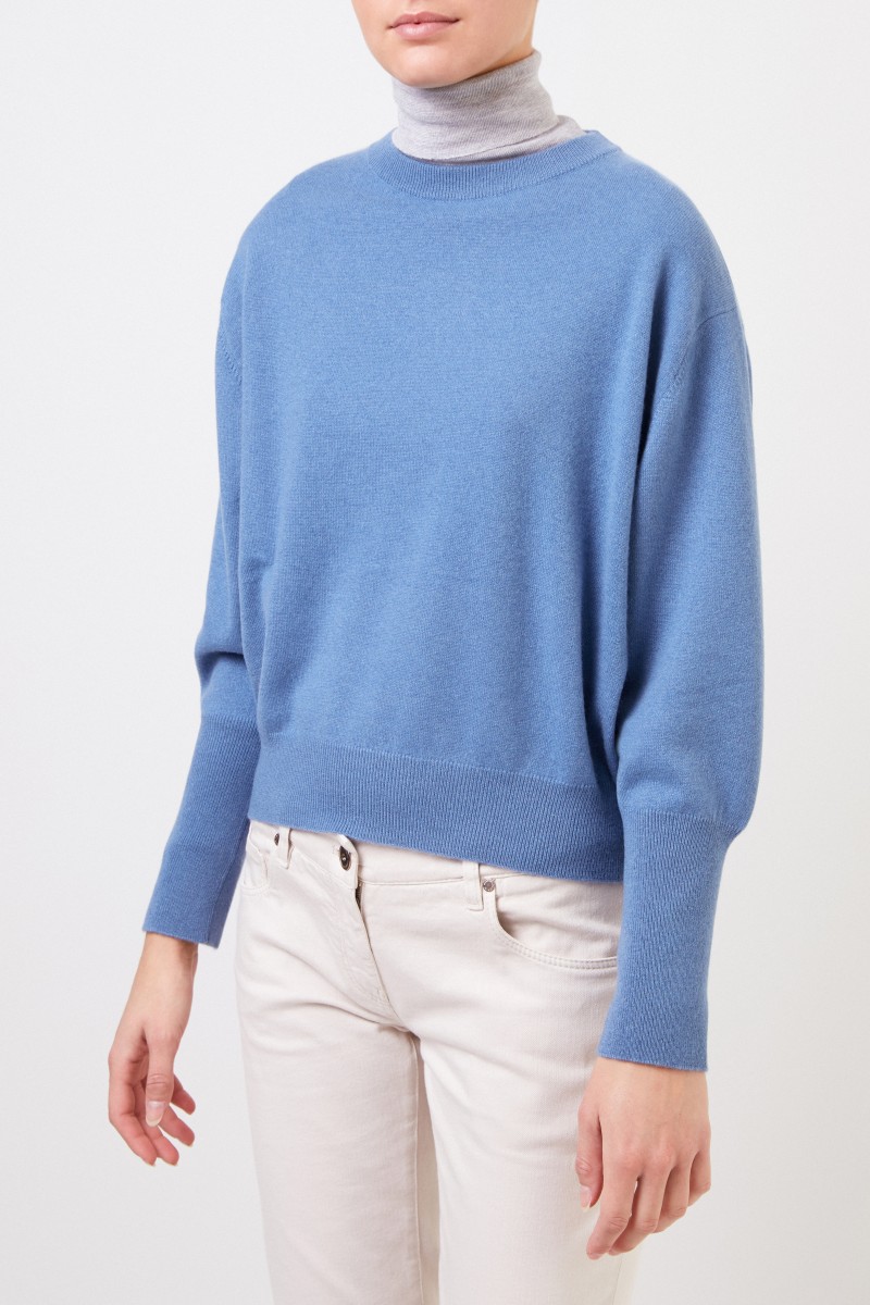 Brunello Cucinelli Cashmere-Pullover mit Perlenverzierung Blau