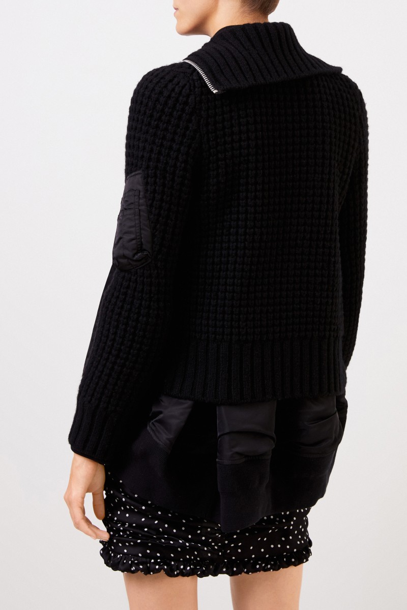 Sacai Bomber-Wolljacke Schwarz