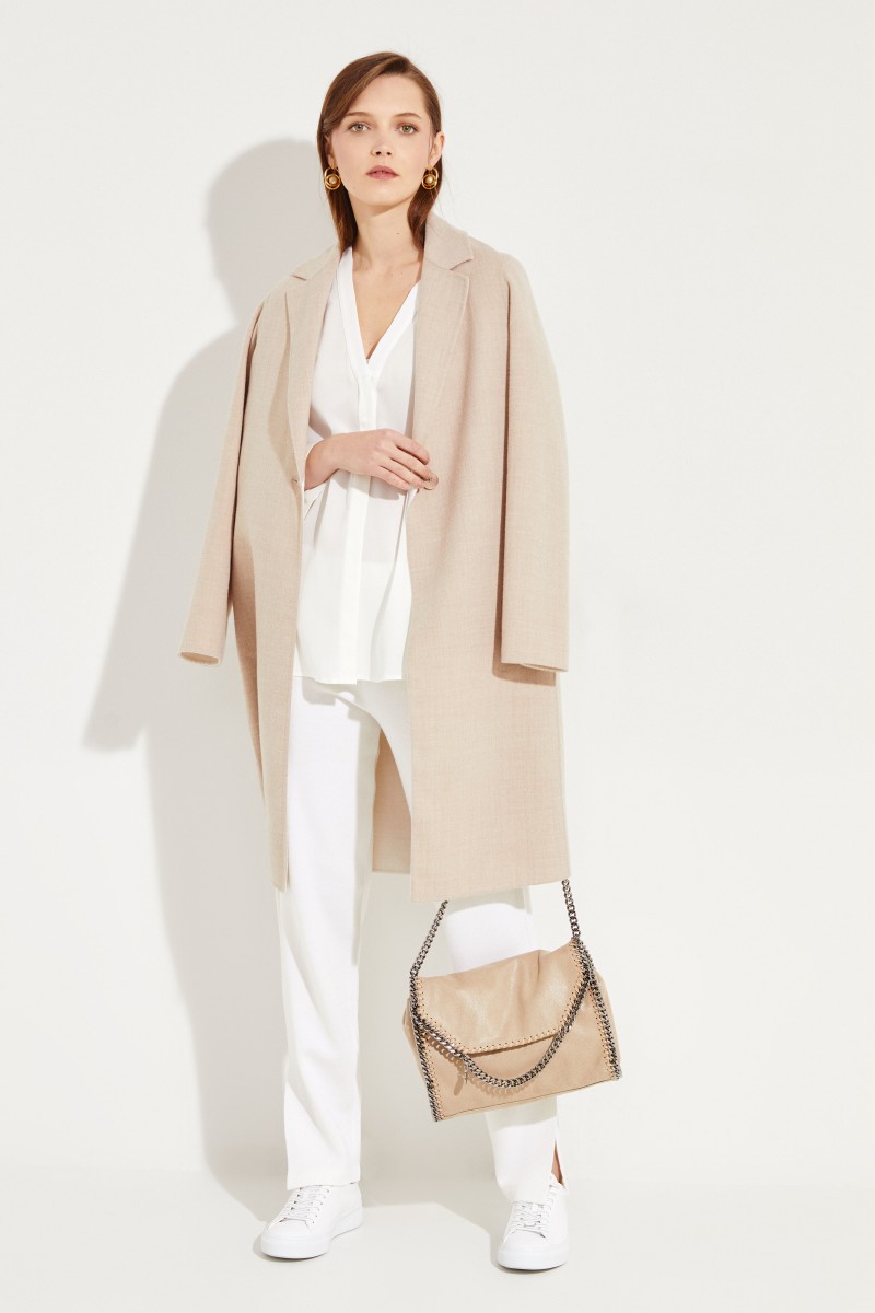 Seidenbluse mit verkürzter Front Crème