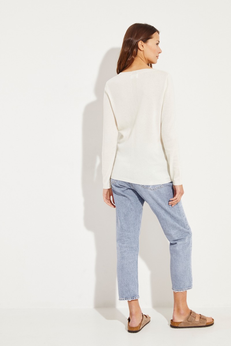 Klassischer Cashmere-Pullover Crème