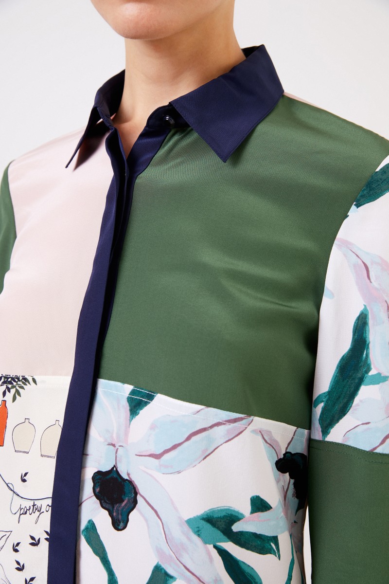 Tory Burch Seidenbluse mit Patchwork-Print Multi