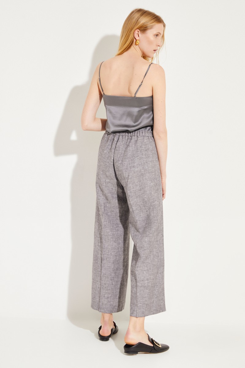 Weite Leinen-Hose Grau