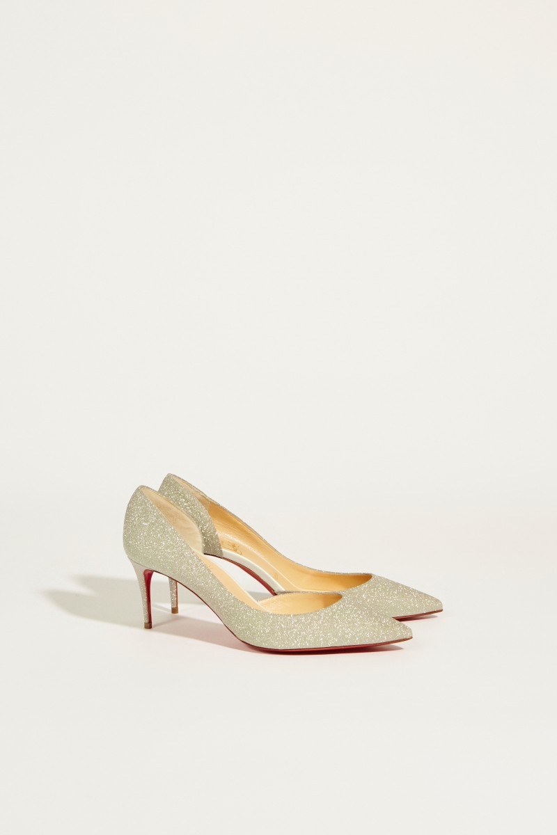 Leder-Pump 'Iriza' mit Glitter Silber