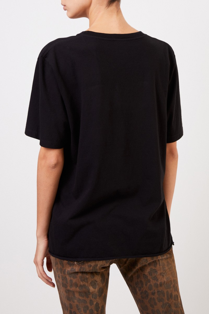 Saint Laurent T-Shirt mit Aufdruck Schwarz/Silber